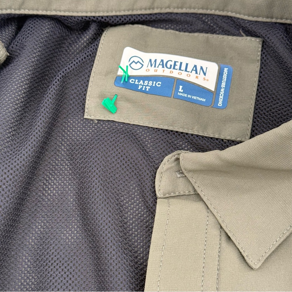 Magellan Men's GREEN FISHING Gear Shirt CLASSIC Fit, Long Sleeve, Wicking LG